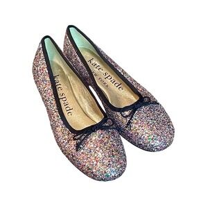 Kate Spade New York Glitter Ballet Flats Shoes Size 6.5B Multi Color Sparkle